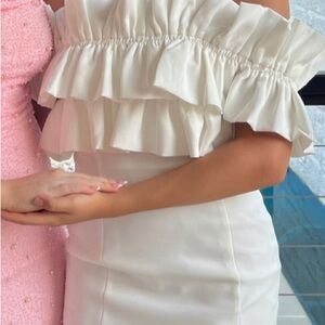 Elegant Cream Off-Shoulder Dress